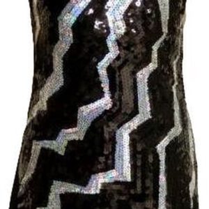 Hoogy Googy feestelijk jurkje met pailletten -zigzag zwart/zilver- maat 92/98(valt als 110/116)