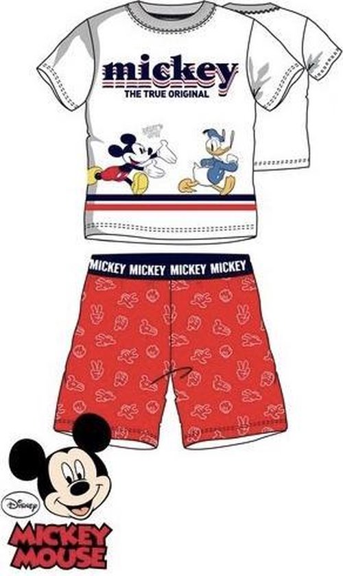 Disney Mickey Mouse pyjama shortama - wit/rood