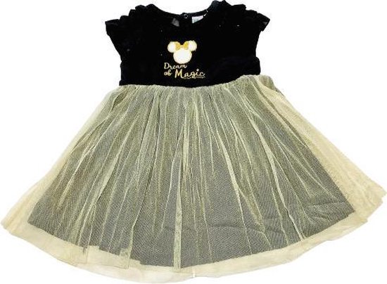 Disney Minnie Mouse jurkje velours zwart/goud maat 80(18 maanden - 80 cm)