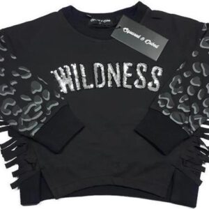 sweater met panterprint mouw en franje