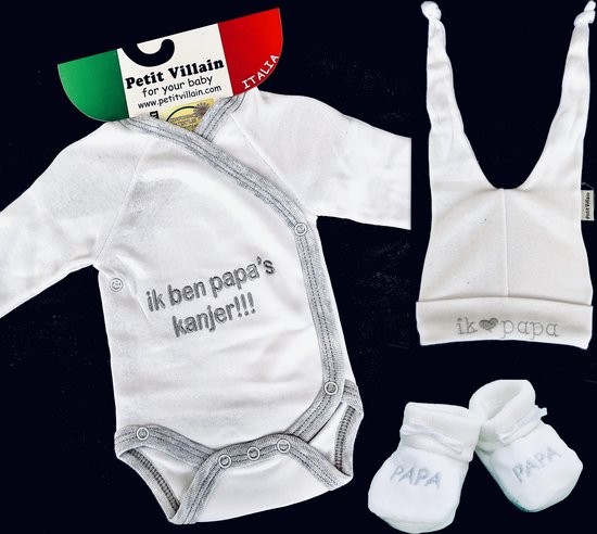 Petit Villain Baby Cadeauset - 3-delig - PAPA - Maat 56/62