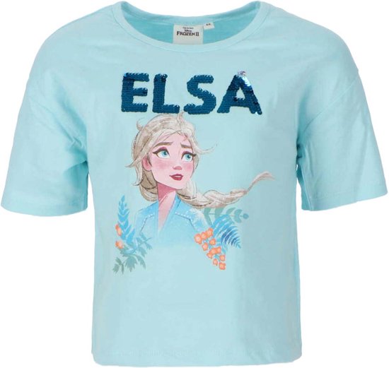 Frozen Elsa turquoise t-shirt met omkeerbare pailletten