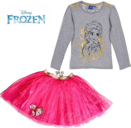 Disney Frozen luxe set - tule rok + longsleeve met goudprint