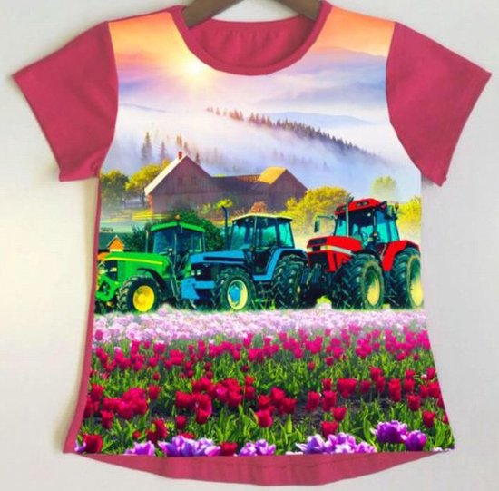 T-shirt met tractor - meisjes