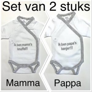 Petit Villain Unisex Baby Rompertje - Pappa's Kanjer / Mamma's Knuffel