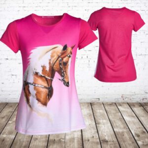 T-shirt met paard roze J03