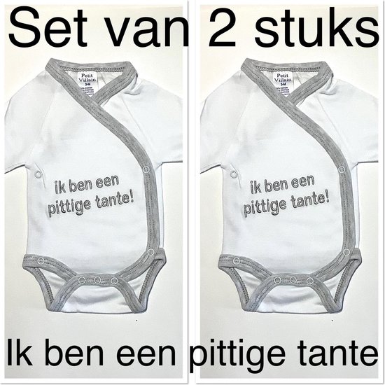 Petit Villain Baby Rompertje - Pittige Tante - Set van 2 - Maat 56/62