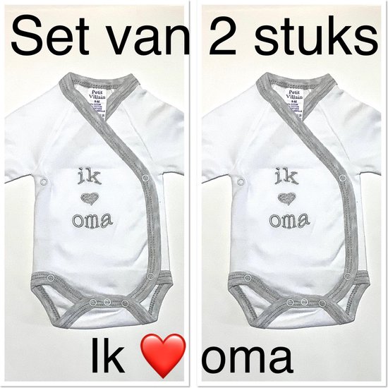 Petit Villain Unisex Baby Rompertje - Ik ❤️ oma - Maat 56/62