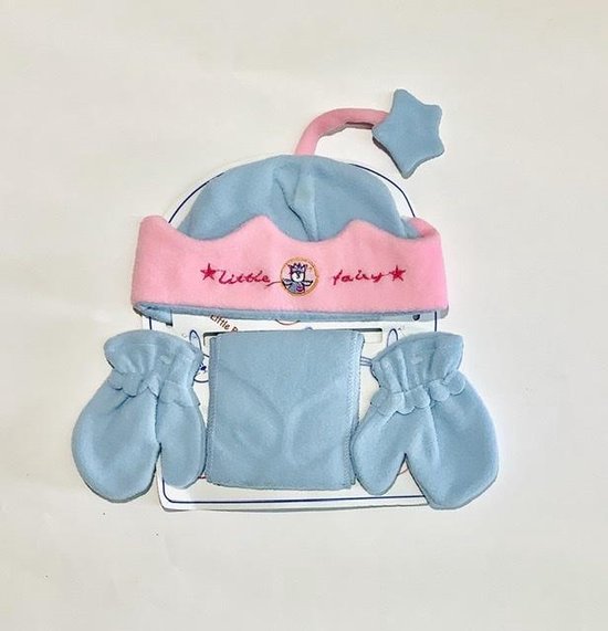 Baby winterset muts+sjaal+wantjes maat 44-48 cm (0-1 jaar)