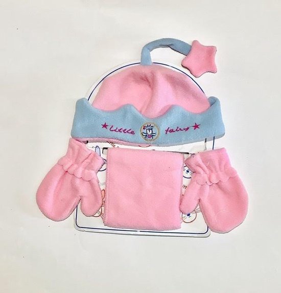 Baby winterset muts+sjaal+wantjes maat 44-48 cm (0-1 jaar)