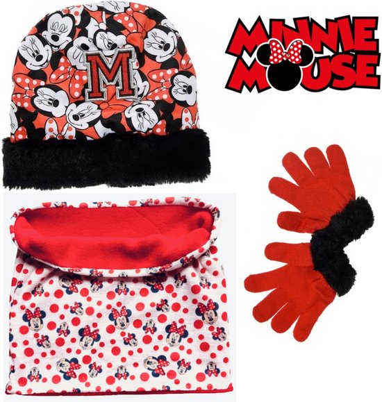 Minnie Mouse set / winterset - Muts + Handschoenen + Nekwarmer