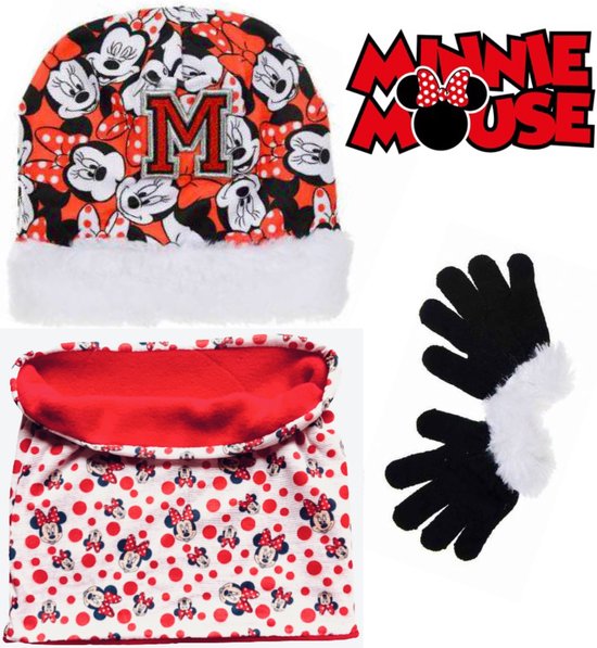 Minnie Mouse set / winterset - Muts + Handschoenen + Nekwarmer