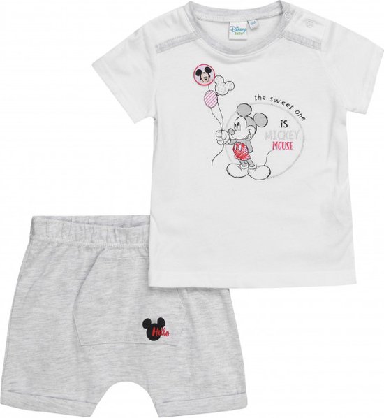 Disney Mickey Mouse zomer set - Wit/Grijs