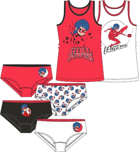 Miraculous Ladybug ondergoed 6-delige set - 4x onderbroek + 2x hemd