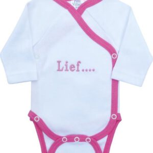 Petit Villain Meisjes Romper Lief petit villain - Wit/Roze - Maat 56/62