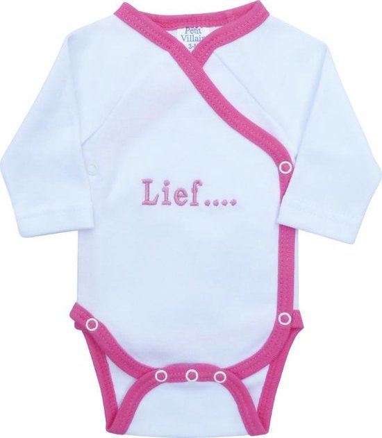 Petit Villain Meisjes Romper Lief petit villain - Wit/Roze - Maat 56/62