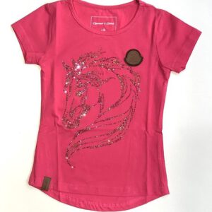 T-shirt met paard - multicolor strass