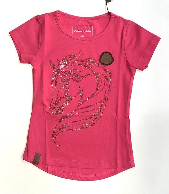 T-shirt met paard - multicolor strass
