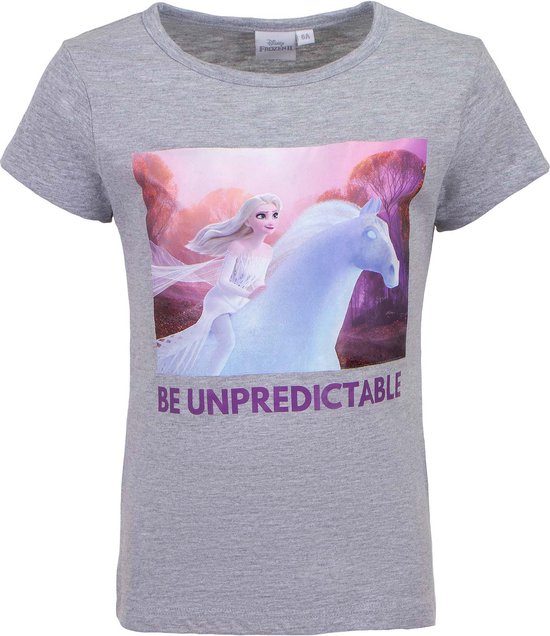 Frozen Elsa grijs t-shirt "Be Unpredictable"