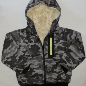 Vest / herfstjas met imitatie bont voering camouflageprint grijs