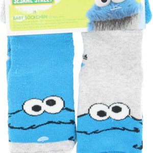 Sesamstraat baby sokjes met anti-slip, blauw/grijs