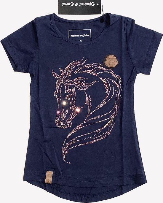 T-shirt met paard - multicolor strass