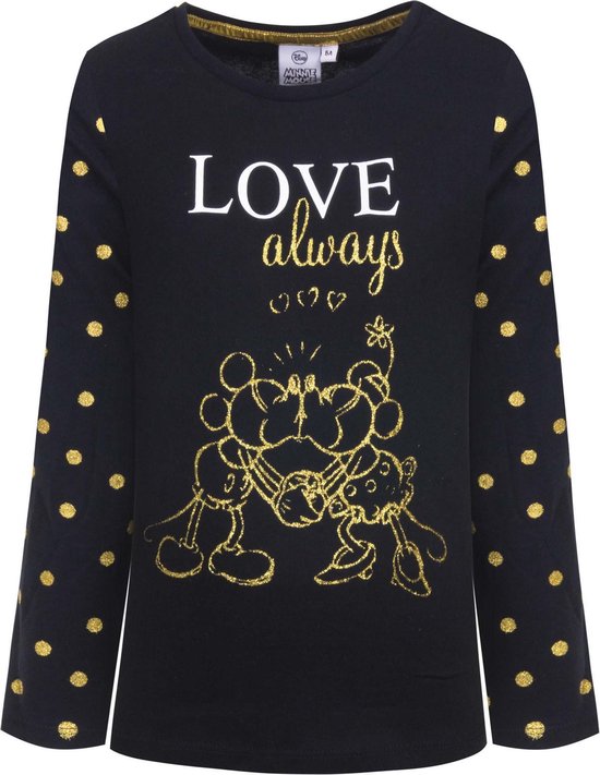 Disney Minnie Mouse longsleeve zwart/goud maat 110/116