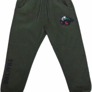 S&c Joggingbroek met geborduurde trekker / tractor - groen/zwart