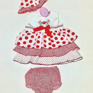 Baby Jurk - wit / rood met stippen