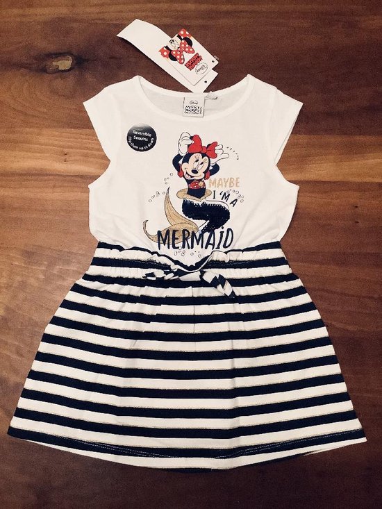 Disney Minnie Mouse jurk - Zeemeermin - Blauw/Wit