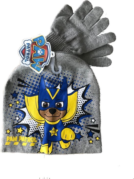Paw Patrol Muts en Handschoenen set | Grijs | Paw Patrol Chase Superpup | Maat 54