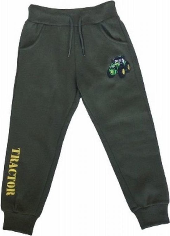 S&c Joggingbroek met geborduurde trekker / tractor - groen/geel