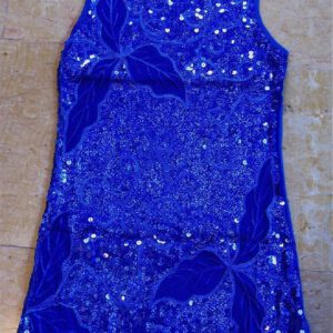 Hoogy Googy feestelijk jurkje met pailletten -blauw met bloem