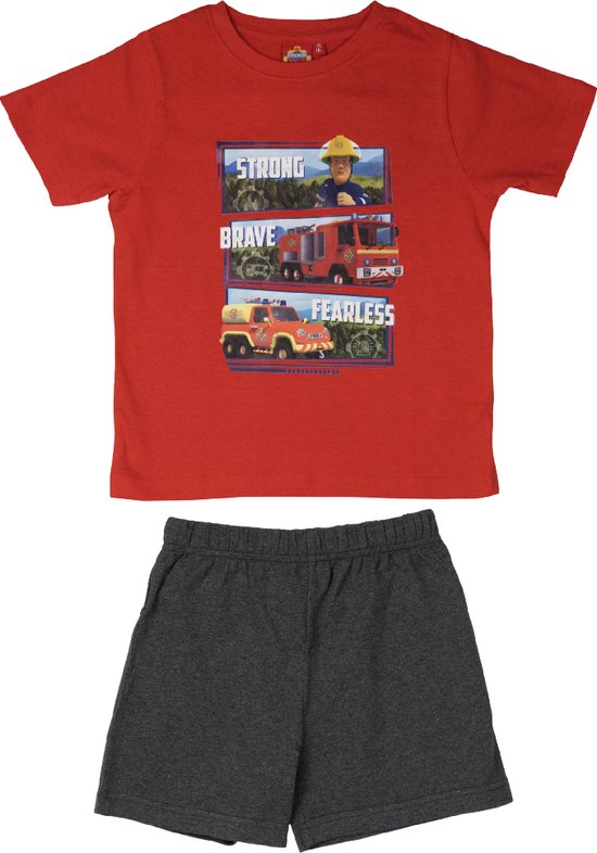Brandweerman Sam Pyjama / Shortama - Rood / Grijs