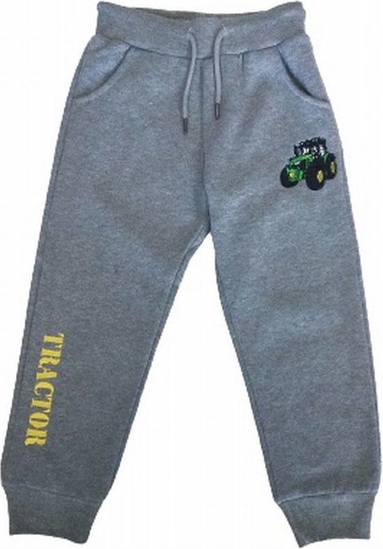 S&c Joggingbroek met geborduurde trekker / tractor - grijs/geel
