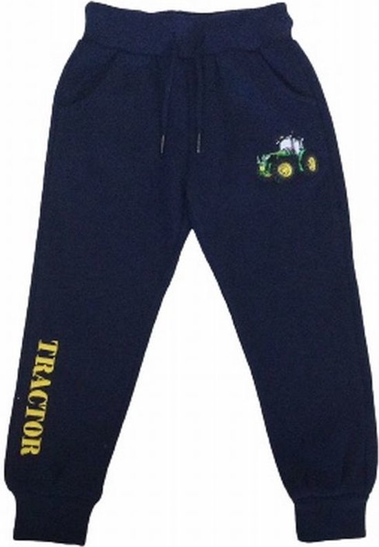 S&c Joggingbroek met geborduurde trekker / tractor - donkerblauw/geel -John Deere