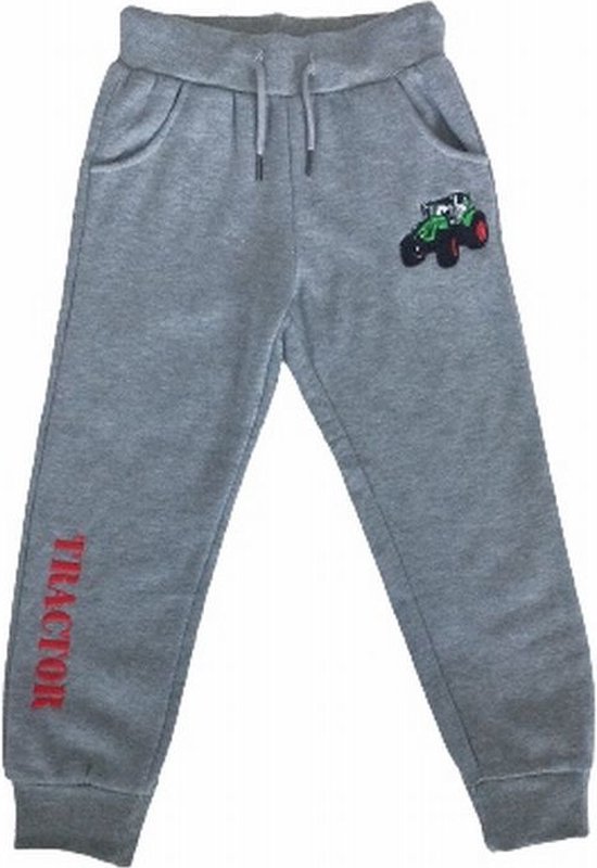 S&c Joggingbroek met geborduurde trekker / tractor - grijs/rood