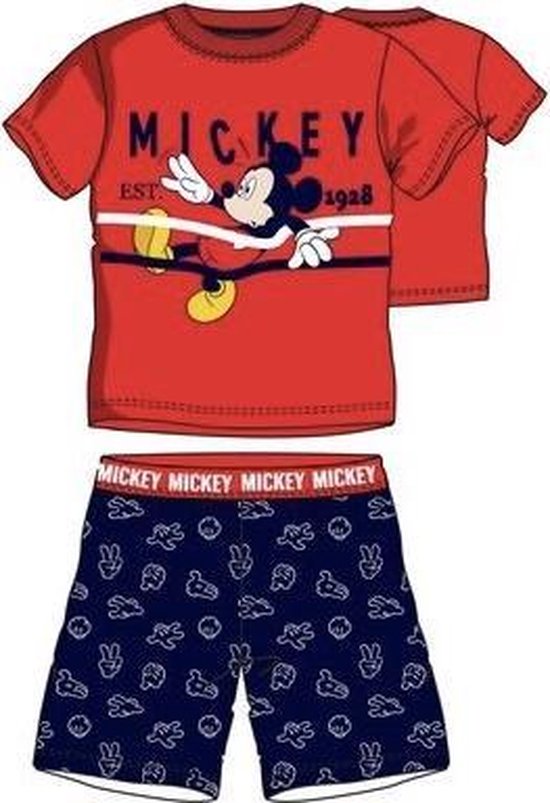 Disney Mickey Mouse pyjama shortama - rood/donkerblauw