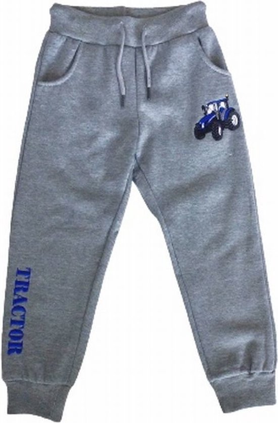 S&c Joggingbroek met geborduurde trekker / tractor - grijs/blauw