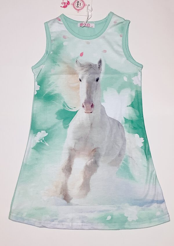 S&C jurk met paard - mintgroen - Maat 86/92