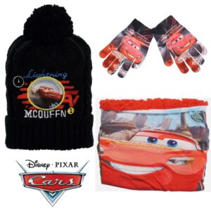 Disney Cars Set - Winterset - Muts + Col + Handschoenen - Zwart - Maat One Size (± 3-8 jaar)