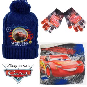 Disney Cars Set - Winterset - Muts + Col + Handschoenen - Blauw - Maat One Size (± 3-8 jaar)