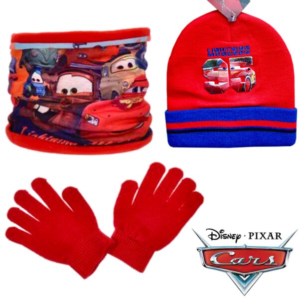 IMG_8515 Disney Cars Set - Muts + Col + Handschoenen - Rood / Blauw