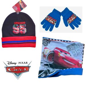 Disney Cars Set - Muts + Col + Handschoenen - Zwart / Blauw - Maat 52 cm