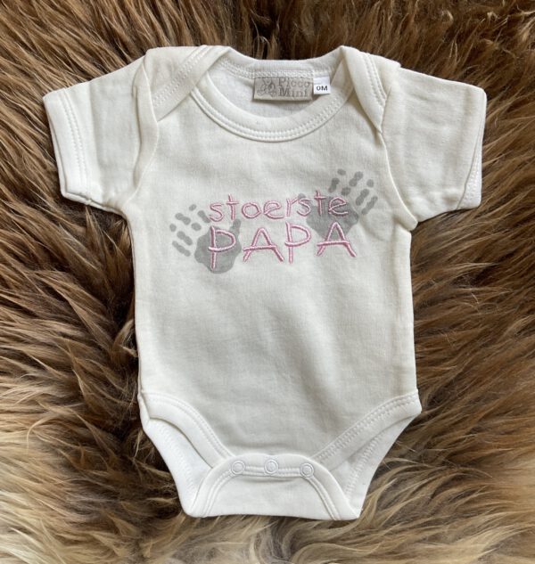 Rompertje - Stoerste Papa - Creme/Roze