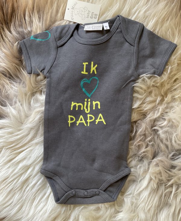 Romper - Ik ❤️ van mijn papa - Groen - Maat 68