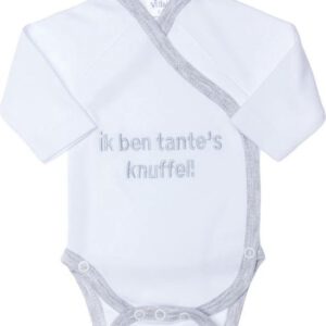 Romper - Ik ben tante’s knuffel! - Wit/Grijs - Maat 56/62