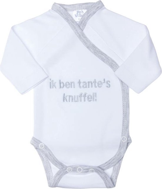 Romper - Ik ben tante’s knuffel! - Wit/Grijs - Maat 56/62